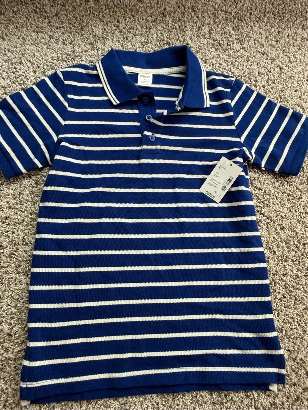 NWT Gymboree boys Short-Sleeve Blue & White Striped Polo